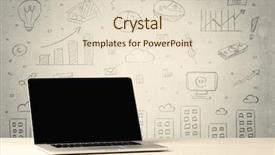  Presentation with business office desk - Slide deck having white office desk with flower background and a lemonade colored foreground