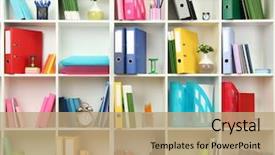  Presentation with different - PPT layouts featuring white office shelves with different background and a coral colored foreground