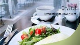  Presentation with fresh avocado - PPT theme featuring white-omelet-served-with-avocado background and a light blue colored foreground