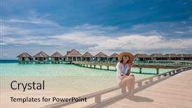  Presentation with jetty on a tropical - Audience pleasing PPT layouts consisting of white on a tropical beach backdrop and a coral colored foreground
