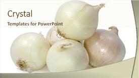  Presentation with onion - Presentation theme with onion isolated on white background background and a cream colored foreground