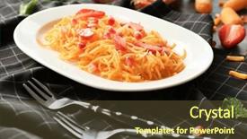  Presentation with black and white checker - PPT theme having white oval plate with yummy background and a tawny brown colored foreground