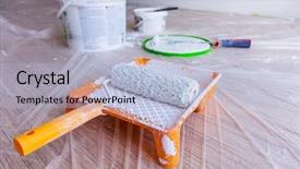  Presentation with white house - Presentation theme featuring white paint for house renovation background and a  colored foreground