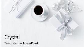  Presentation with silver cup - Presentation theme with white painted wooden background background and a white colored foreground