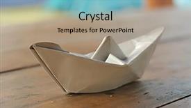  Presentation with closeup of a paper boat - Slide deck consisting of white paper boat in summer background and a coral colored foreground