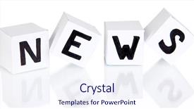  Presentation with news paper - Cool new presentation theme with white paper cubes labeled news isolated on white backdrop and a sky blue colored foreground