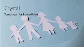  Presentation with help family - PPT theme enhanced with white-paper-cut-out background and a light blue colored foreground