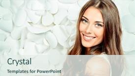  Presentation with cosmetics beauty - Colorful presentation theme enhanced with white paper flowers beauty backdrop and a sky blue colored foreground