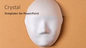  Presentation with mask - Colorful PPT theme enhanced with white-paper-mache-mask-top backdrop and a coral colored foreground