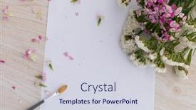  Presentation with nature art - Colorful presentation design enhanced with white-paper-with-paintbrush-flowers backdrop and a sky blue colored foreground