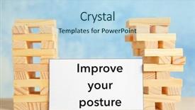  Presentation with posture - Audience pleasing presentation design consisting of white paper with phrase improve your posture and wooden blocks on table backdrop and a light blue colored foreground