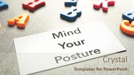 Presentation with posture - Slides featuring white paper with phrase mind your posture on grey background background and a soft green colored foreground