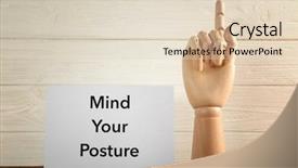  Presentation with mannequin - Beautiful slide deck featuring wooden mannequin hand pointing and white paper with phrase mind your posture on table backdrop and a lemonade colored foreground