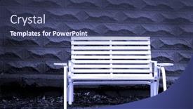  Presentation with white brick - Cool new presentation design with white park bench with gray brick background backdrop and a ocean colored foreground