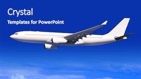  Presentation with plane - Colorful PPT layouts enhanced with white passenger plane flies highly backdrop and a royal blue colored foreground