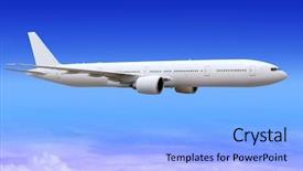  Presentation with plane - PPT layouts enhanced with white passenger plane flies highly background and a light blue colored foreground
