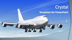  Presentation with plane - Colorful PPT layouts enhanced with white passenger plane is landing backdrop and a cobalt blue colored foreground