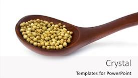  Presentation with pepper - Slide set with piper nigrum - white pepper in wooden spoon background and a white colored foreground