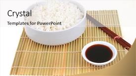  Presentation with persian carpet - Cool new slides with white persian rice on decorative carpet with soy backdrop and a white colored foreground