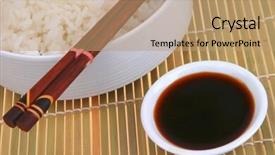  Presentation with persian carpet - Theme enhanced with white persian rice on decorative carpet with soy sauce background and a coral colored foreground