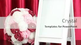  Presentation with curtains - Beautiful PPT theme featuring label with german text entspannung backdrop and a light blue colored foreground