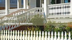  Presentation with porch of falafel - Colorful PPT theme enhanced with white picket fence and porch backdrop and a  colored foreground