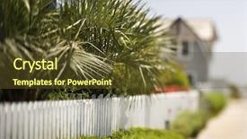  Presentation with 3d white - PPT layouts consisting of white picket fence with palms background and a  colored foreground