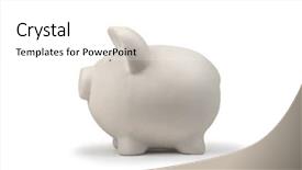  Presentation with pig - Slides having white pig money box isolated background and a white colored foreground