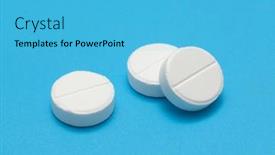  Presentation with drug - Slide deck with white-pill-tablet-drug-group background and a light blue colored foreground