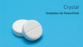  Presentation with drug - Audience pleasing slide deck consisting of white-pill-tablet-drug-group backdrop and a teal colored foreground