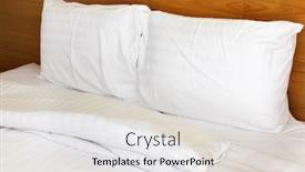  Presentation with bed - Presentation featuring white-pillows-on-a-bed background and a light gray colored foreground