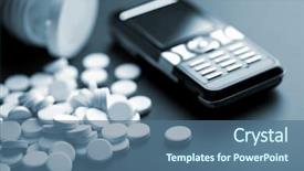  Presentation with medical pills - Amazing theme having white pills and mobile phone backdrop and a ocean colored foreground