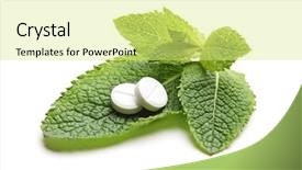  Presentation with green leaves - Theme with white pills on a green background and a blonde colored foreground