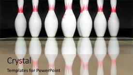  Presentation with bowling - Slides with white pins standing on bowling background and a coral colored foreground