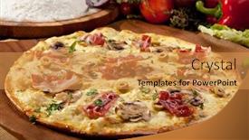  Presentation with mozzarella cheese - Presentation theme enhanced with white-pizza-made-from-sour background and a gold colored foreground