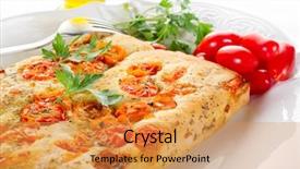  Presentation with pizza - Amazing slides having focaccia - white pizza with tomatoes backdrop and a gold colored foreground