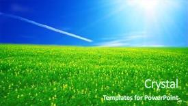  Presentation with blue plain - Presentation featuring white plain - field of green grass background and a forest green colored foreground