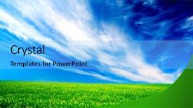  Presentation with frames blue green - Cool new presentation design with white plain - field of green grass backdrop and a light blue colored foreground