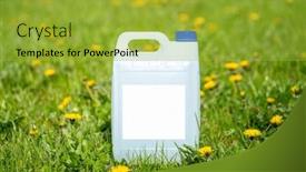  Presentation with plastic container - Slide set consisting of white-plastic-container-with-agricultural background and a yellow colored foreground