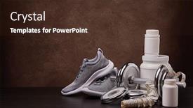  Presentation with plastic containers - Presentation design with white-plastic-containers-with-sports background and a tawny brown colored foreground