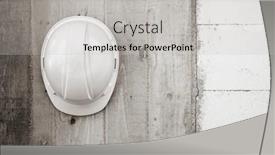  Presentation with safety - Theme having white-plastic-safety-helmet background and a light gray colored foreground
