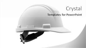  Presentation with safety - Presentation theme enhanced with white-plastic-safety-helmet background and a white colored foreground