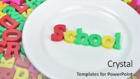  Presentation with white plate - Colorful PPT theme enhanced with white plate and magnetic letters backdrop and a sky blue colored foreground