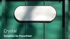  Presentation with green shadow - PPT theme enhanced with white plate at abstract green metal textured background with rivets bolts and shadow background and a ocean colored foreground