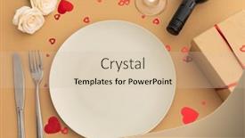  Presentation with romance - PPT layouts with white-plate-hearts-roses background and a soft green colored foreground