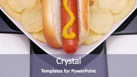  Presentation with hot pink white - Theme with white plate with potato chips background and a violet colored foreground