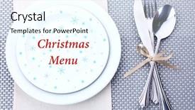  Presentation with tablecloth - Presentation design with white-plates-with-fork-spoon background and a cool aqua colored foreground