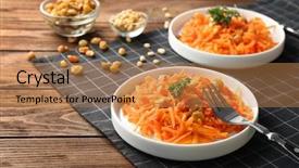  Presentation with black and white checker - Presentation theme with white plates with yummy carrot background and a coral colored foreground