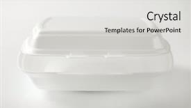  Presentation with chinese food to go box - Beautiful PPT theme featuring white polystyrene fast food box backdrop and a  colored foreground