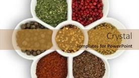  Presentation with porcelain - Amazing slide deck having white porcelain bowl with spices isolated on white background backdrop and a gold colored foreground